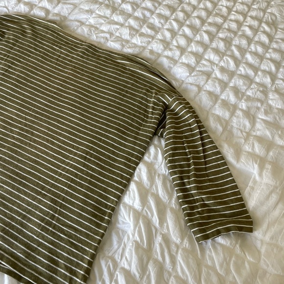 Eileen Fisher Olive Striped Long Sleeve Top - Picture 7 of 8